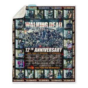 The Walking Dead 12th Anniversary 2010-2022 Thank You For The Memories Fleece Blanket, Quilt