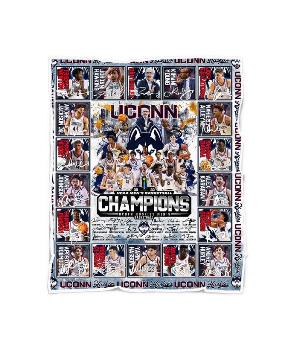 Uconn Huskies Champions NCAA Men’s Basketball 2023 Fleece Blanket, Quilt