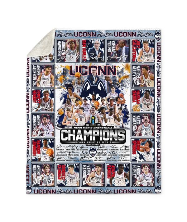 Uconn Huskies Champions NCAA Men’s Basketball 2023 Fleece Blanket, Quilt