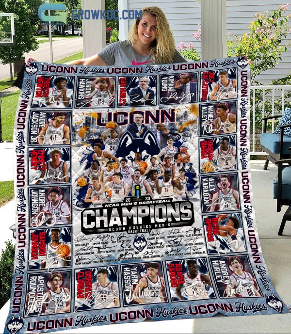 Uconn Huskies Champions NCAA Men’s Basketball 2023 Fleece Blanket, Quilt