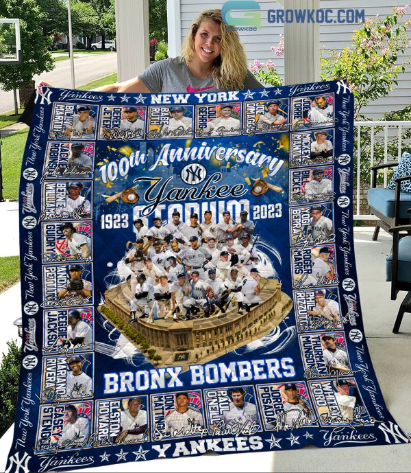 New York Yankees MLB 100th Anniversary 1923-2023 Yankee Stadium Bronx Bombers Fleece Blanket, Quilt