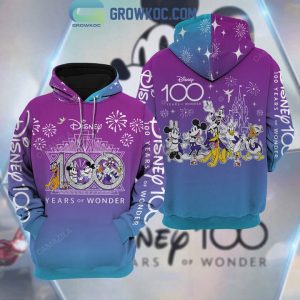 100 Years Of Wonder Walt Disney Pink Blue Design Hoodie T Shirt