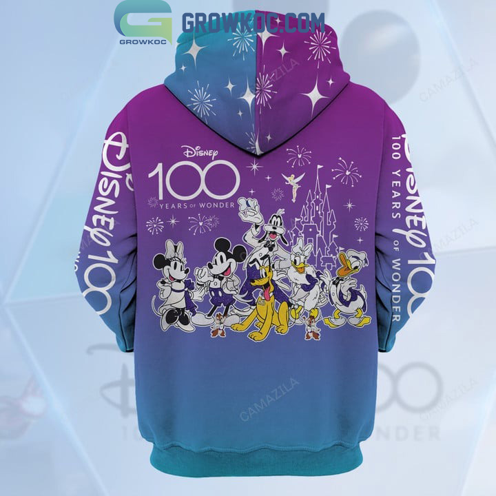 100 Years Of Wonder Walt Disney Pink Blue Design Hoodie T Shirt