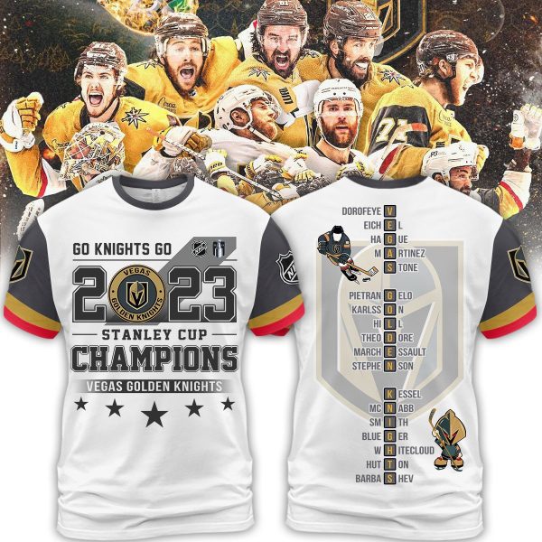 2023 Go Kinghts Go Stanley Cup Champions Vegas Golden Knight Best Team White Design Hoodie T Shirt