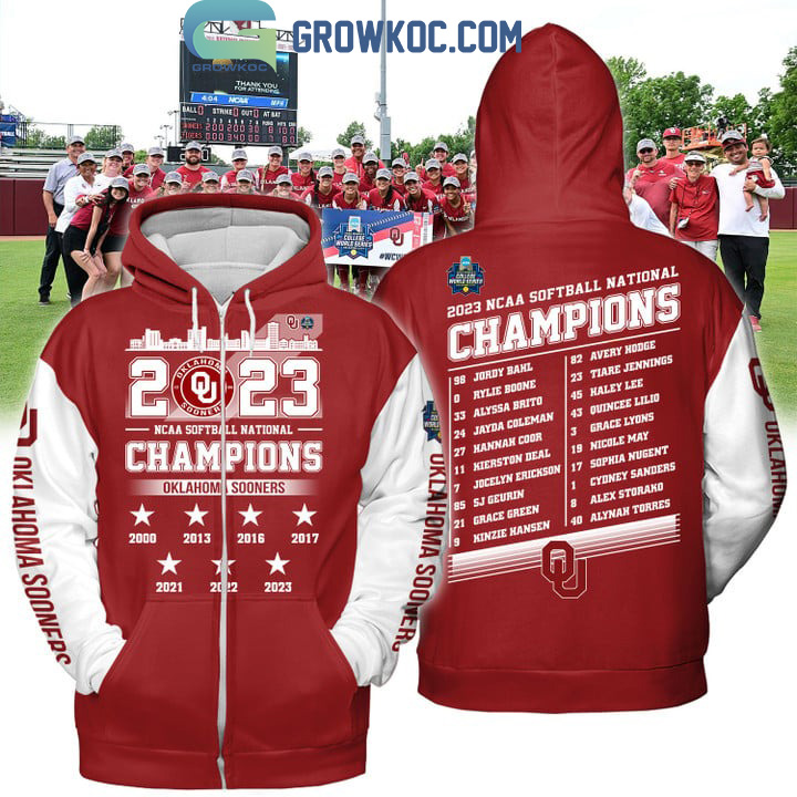 2023 NCAA Softball Champions Oklahoma Sooners Red Design Three Repeat Hoodie T Shirt