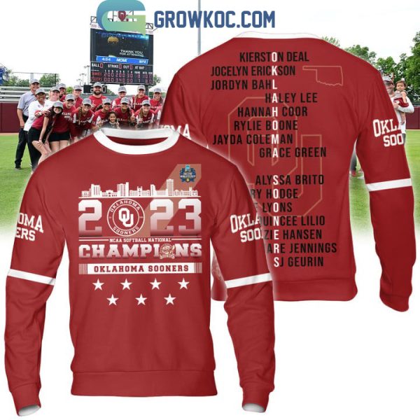 2023 Softball National Champions Oklahoma Sooners Red Design Hoodie T Shirt