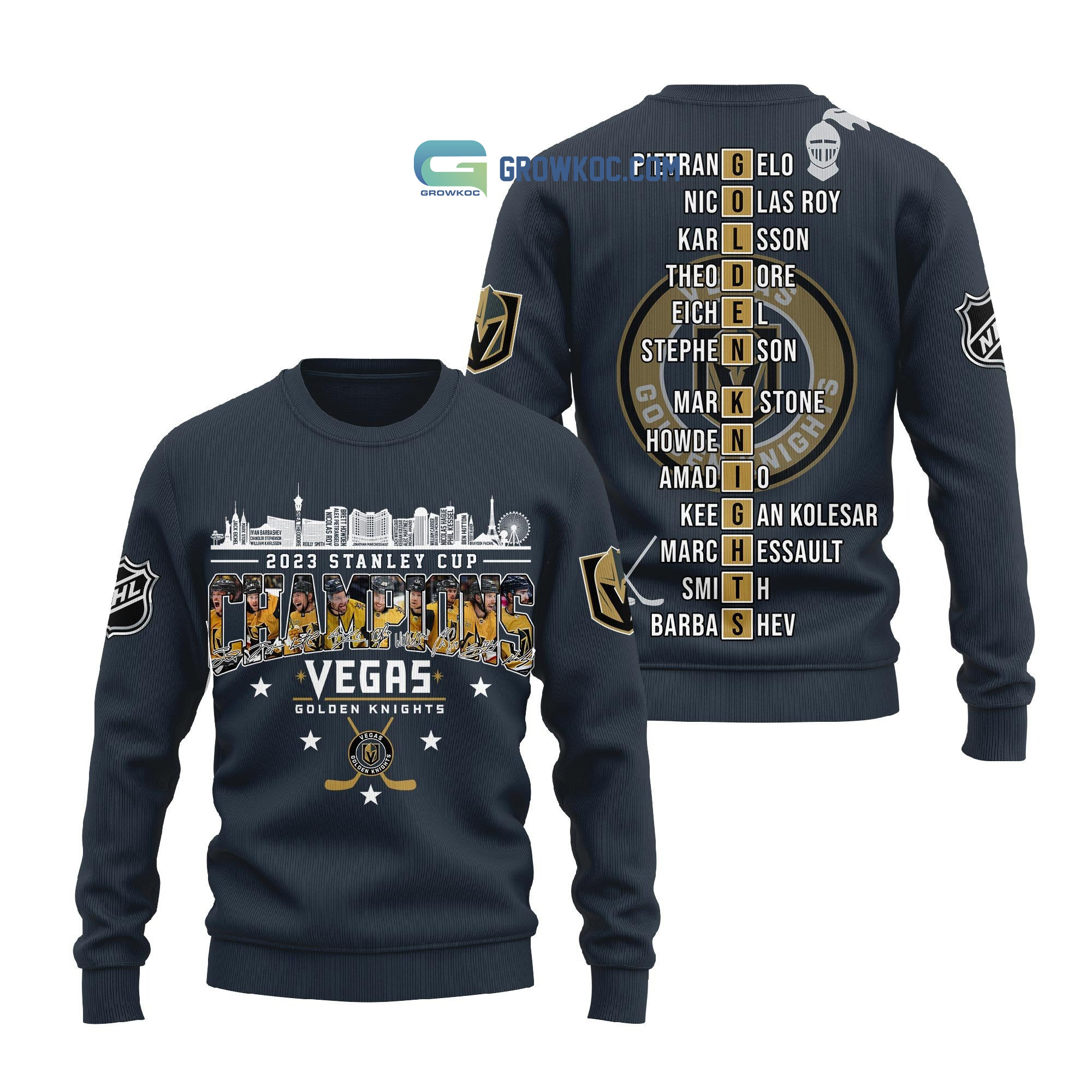 2023 Stanley Cup Champions Vegas Golden Knights NHL Team Grey Design Hoodie  T Shirt - Growkoc