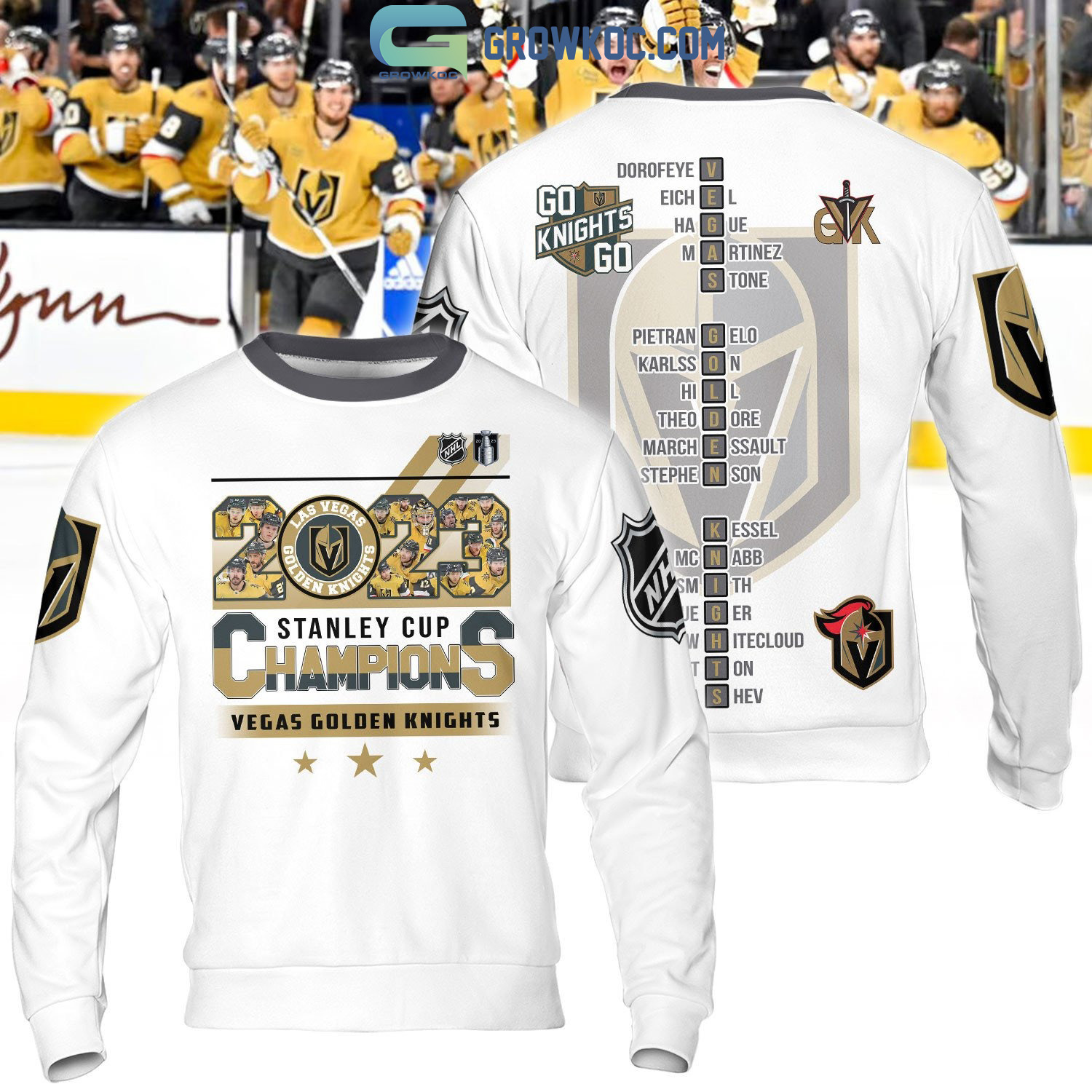 Vegas Golden Knights 2023 Stanley Cup Champions White Design Hoodie T Shirt  - Growkoc