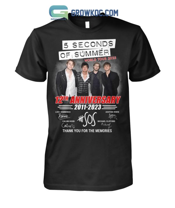 5 Seconds Of Summer World Tour 2023 12th Anniversary 2011 2023 T Shirt