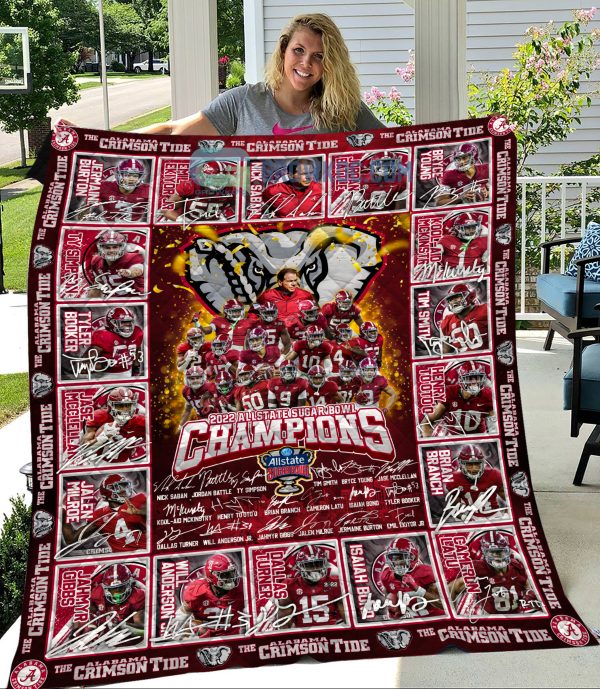 Alabama Crimson Tide Allstate Sugar Bowl Football 2022 Champions Fleece Blanket Quilt