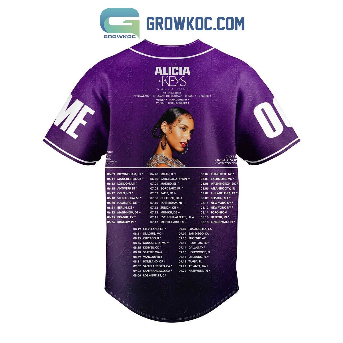 Alicia Keys World Tour 2023 Personalized Baseball Jersey