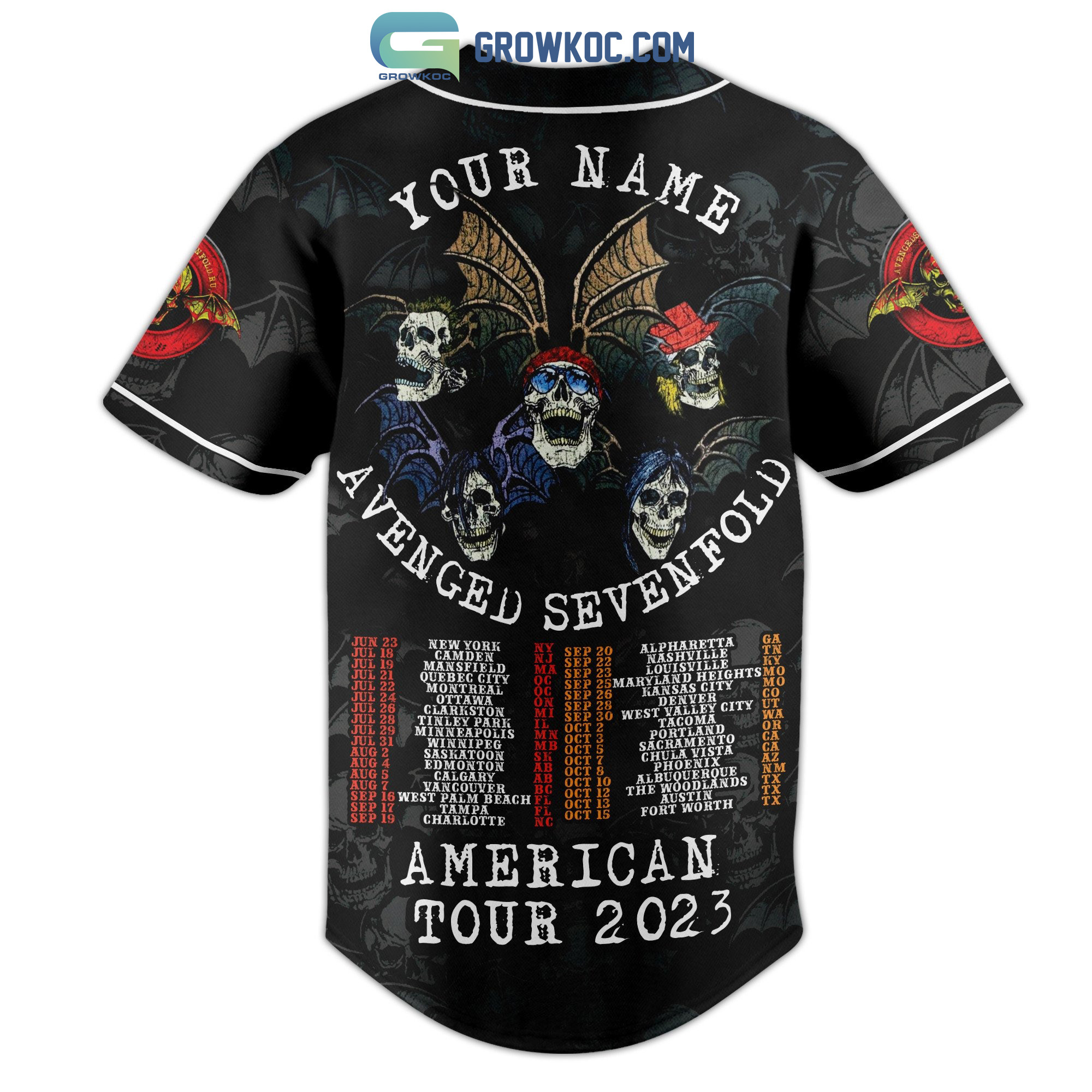 Avenged Sevenfold American Tour 2023 Personalized Baseball Jersey