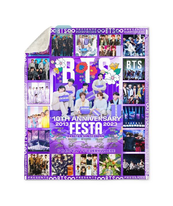 BTS 10th Anniversary Festa Present Everywhere 2013-2023 Fleece Blanket Quilt