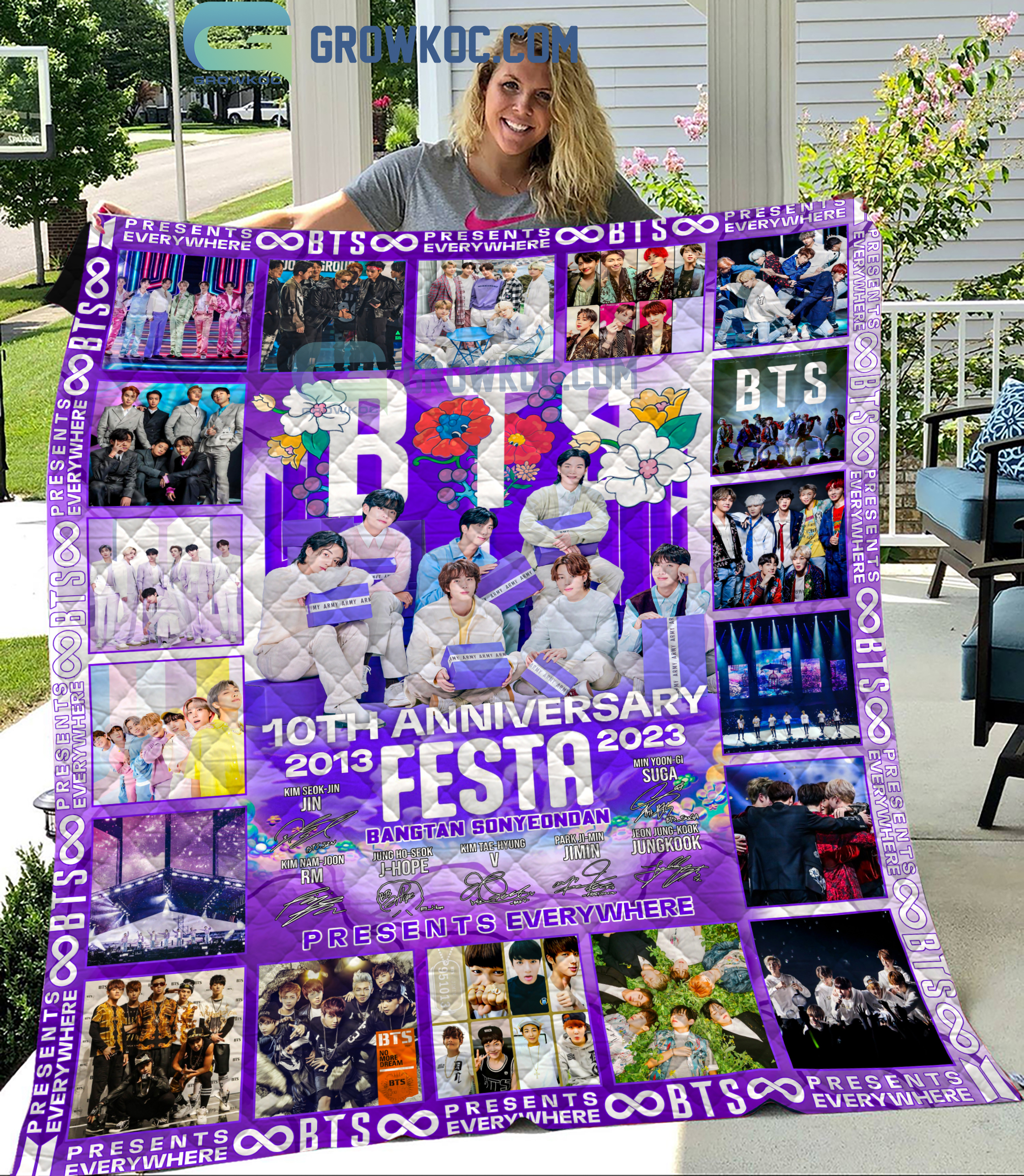 BTS 10th Anniversary Festa Present Everywhere 2013-2023 Fleece Blanket Quilt