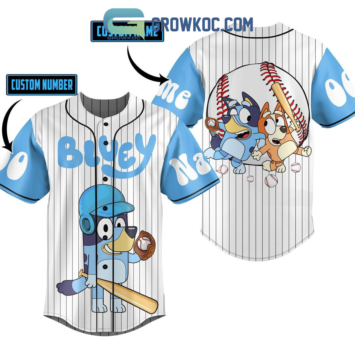Bluey Cartoon Family Personalized Baseball Jersey