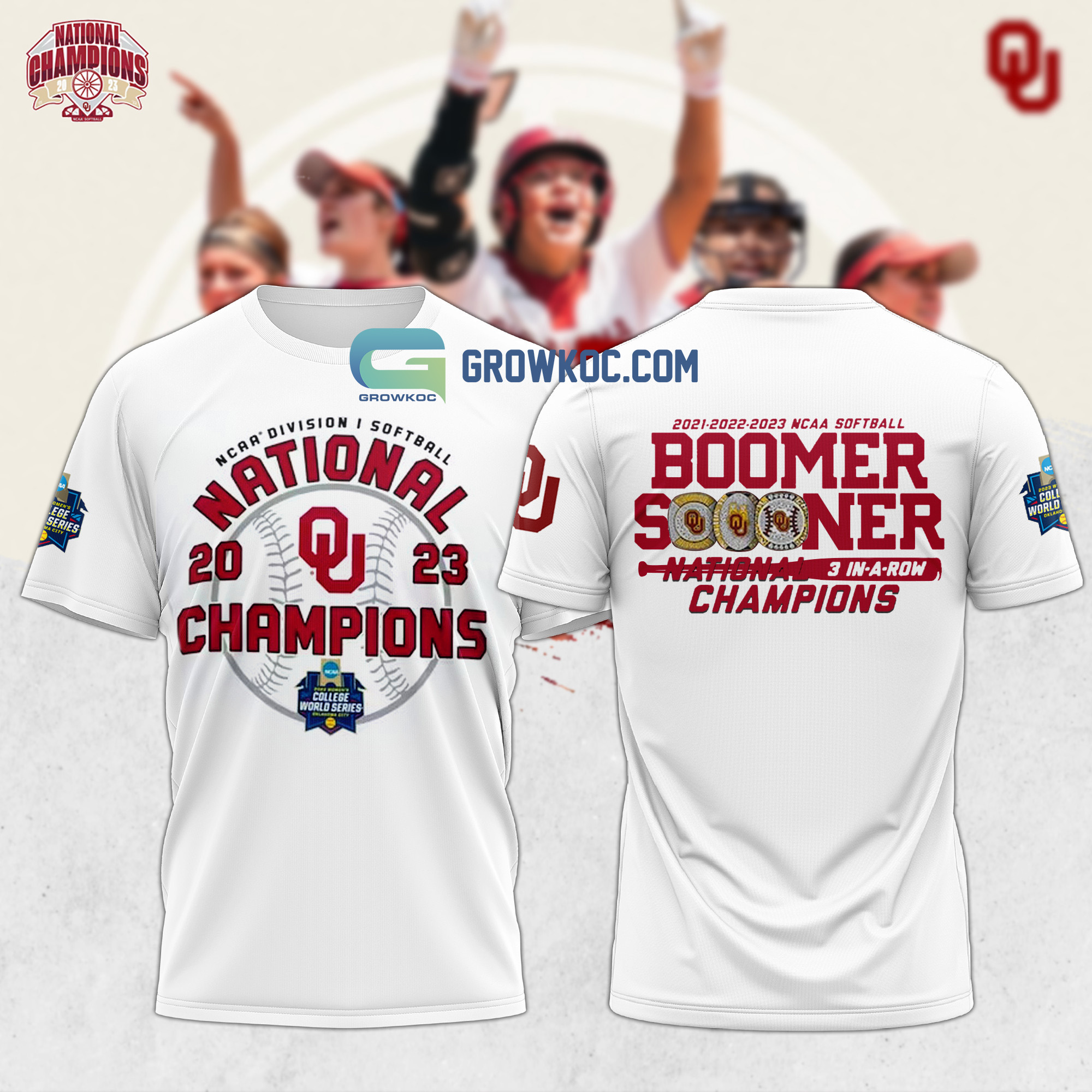 Boomer Sooner National 3 In A Row NCAA Softball National Champions Hoodie T Shirt