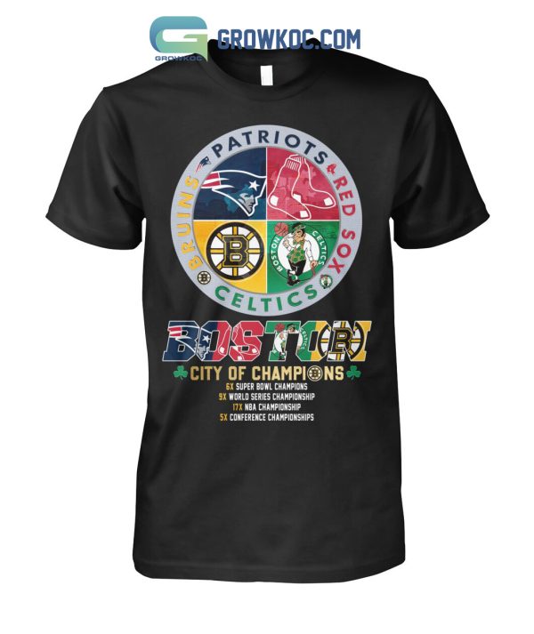Boston City Of Champions Patriot Red Sox Celtics And Bruins T Shirt