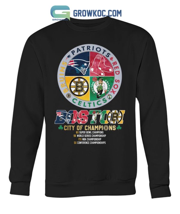 Boston City Of Champions Patriot Red Sox Celtics And Bruins T Shirt
