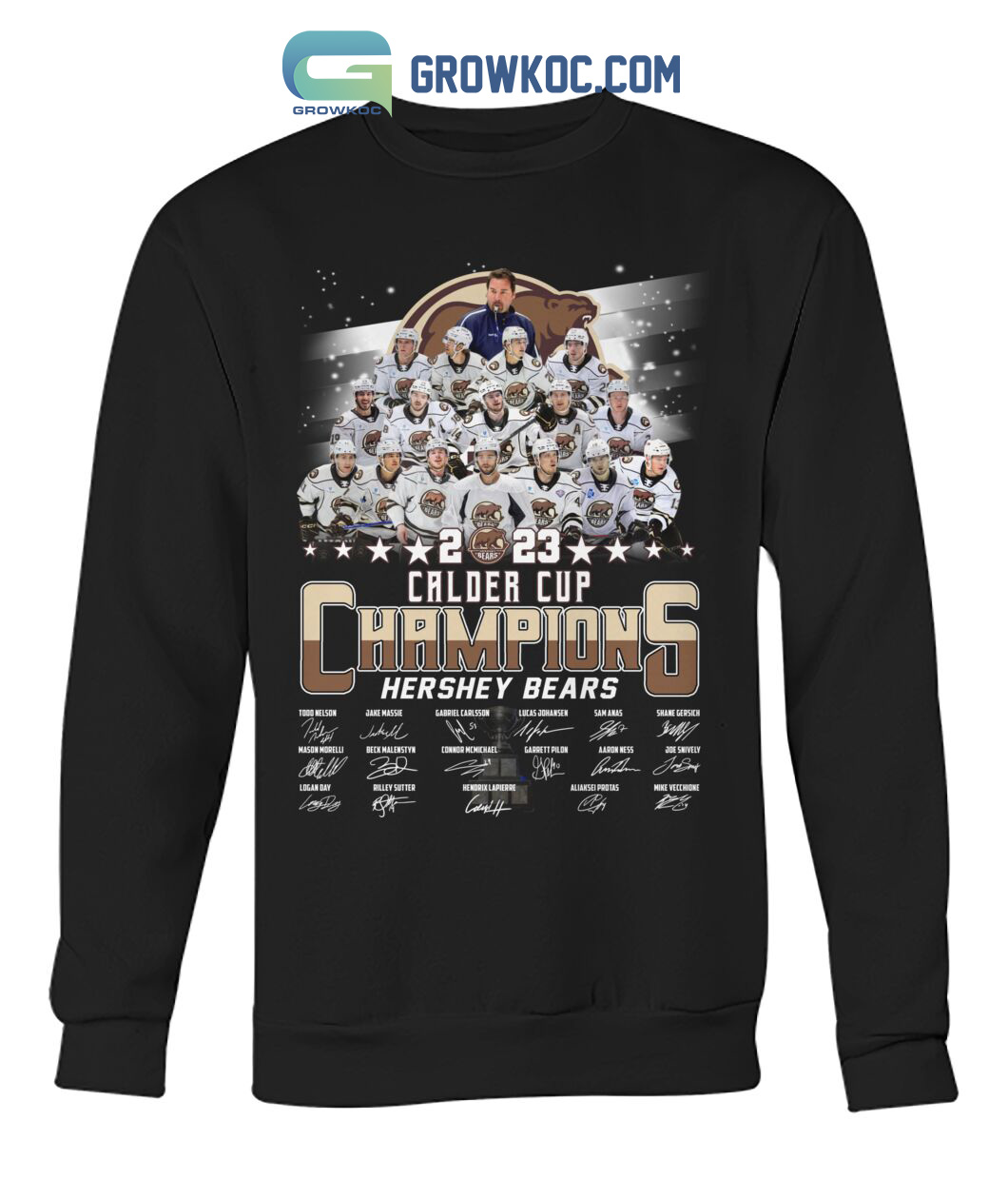 Hershey Bears 2023 Calder Cup Champions Adult Short Sleeve Roster T-Shirt