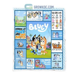 Cartoon Bluey Family Funny Gift For Kids Fleece Blanket Quilt