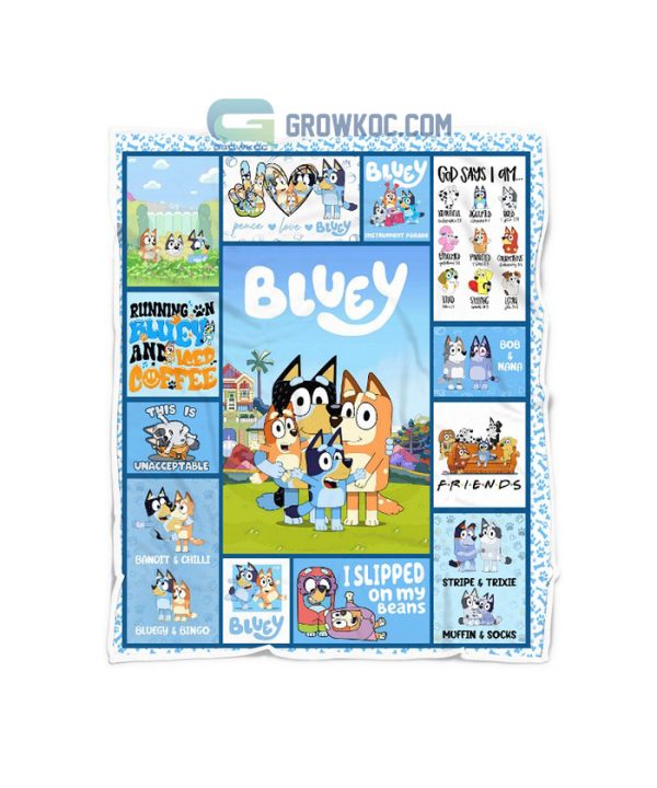 Cartoon Bluey Family Funny Gift For Kids Fleece Blanket Quilt