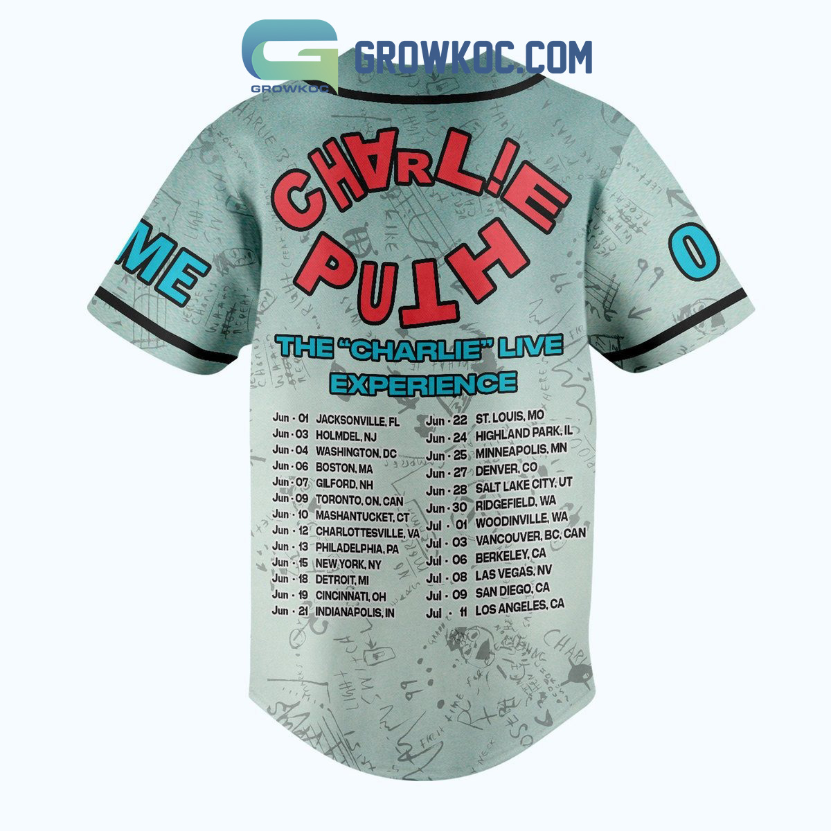 Charlie Puth The Charlie Live Experience Baseball Jersey