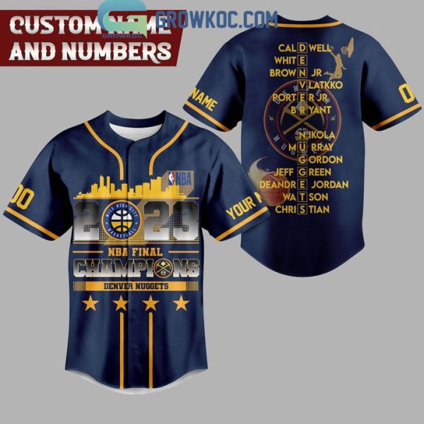 Denver Nuggets 2023 Personalized NBA Champions Midnight Blue Design Baseball Jersey