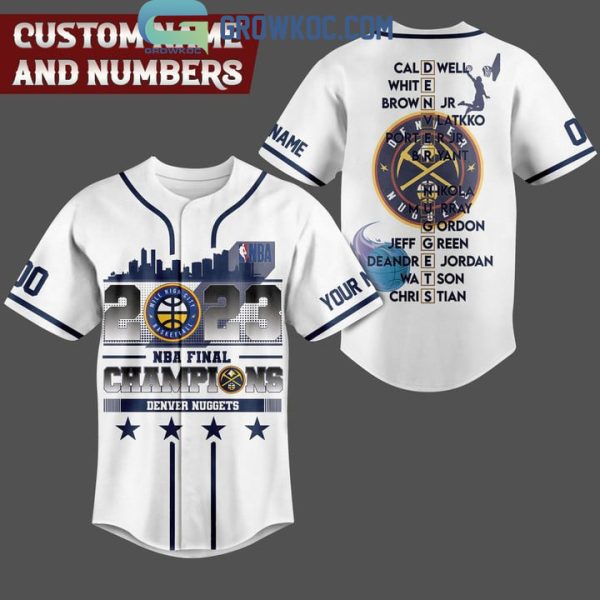 Denver Nuggets 2023 Personalized NBA Champions White Design Baseball Jersey