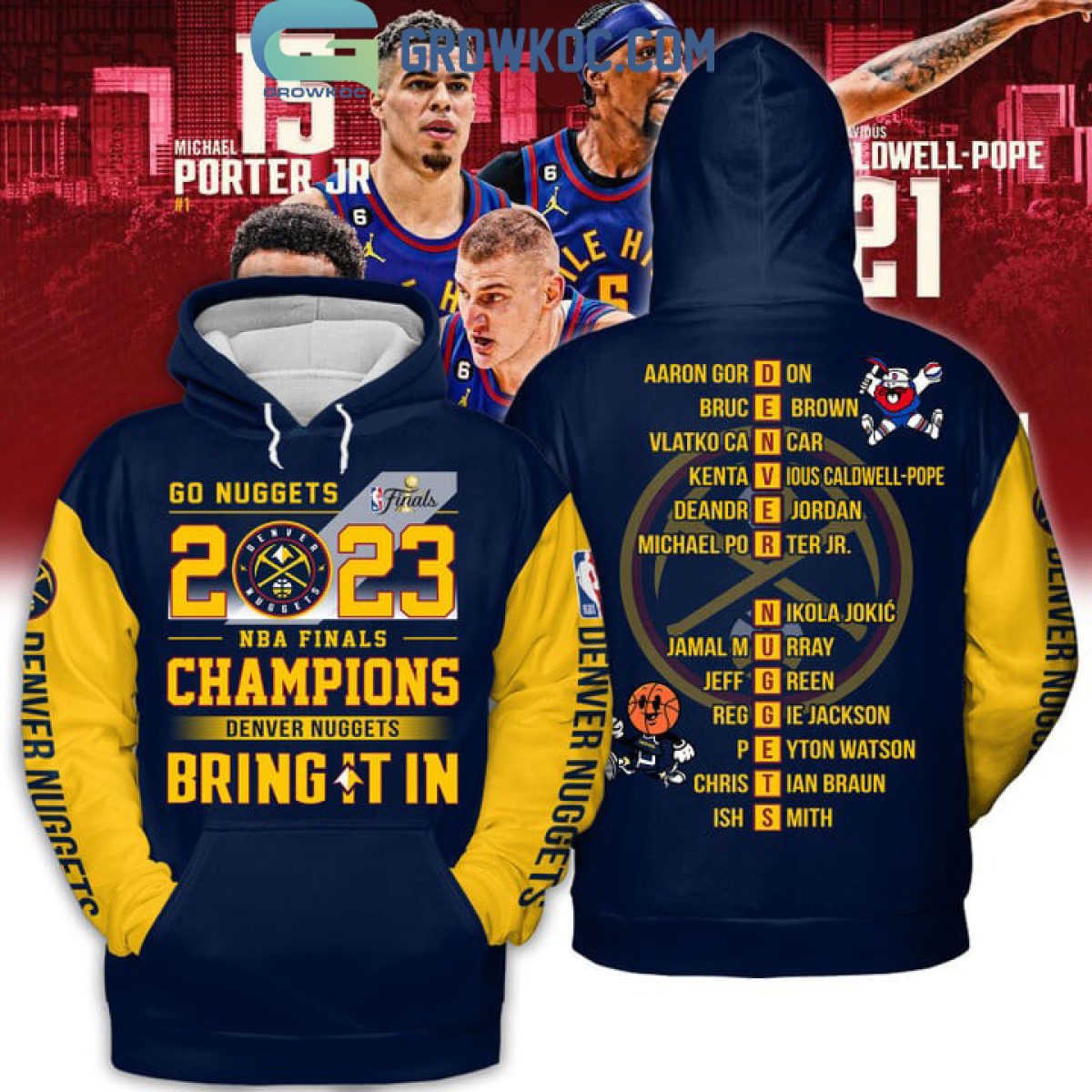Denver Nuggets 2023 NBA Finals Champions Bring It In Black Design Polo Shirt  - Growkoc