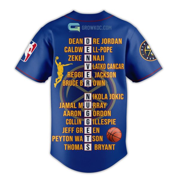 Denver Nuggets Love Team 2023 National Basketball Association Champions Blue Design Baseball Jersey