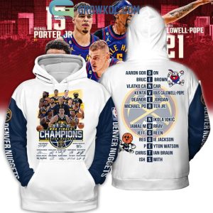 Denver Nuggets NBA Finals 2023 Champions White Blue Design Hoodie T Shirt