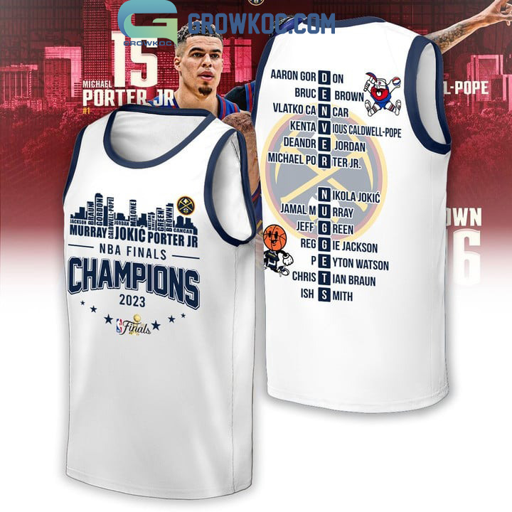 Denver Nuggets Team Go Nuggets Finals Champions 2023 White Blue Design Hoodie T Shirt