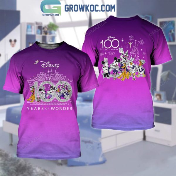 Disney 100 Years Of Wonder Mickey Minnie Pink Design Hoodie T Shirt