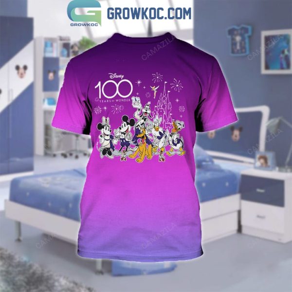 Disney 100 Years Of Wonder Mickey Minnie Pink Design Hoodie T Shirt