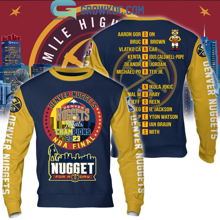 National Basketball Champions Denver Nuggets 2023 Legend Midnight Blue  Yellow Design Hoodie T Shirt - Growkoc