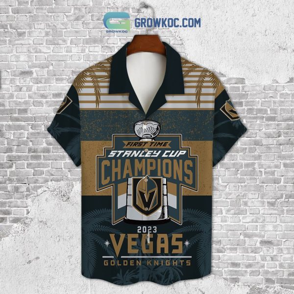 First Time Stanley Cup Champions Vegas Golden Knight 2023 Flowers Personalized Hawaiian Shirt
