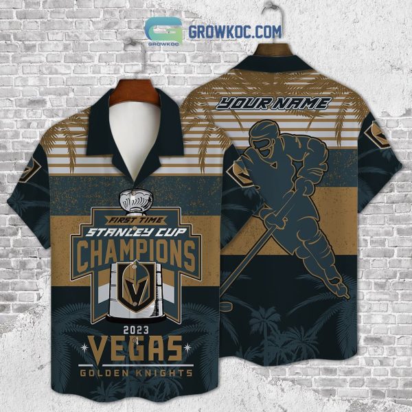 First Time Stanley Cup Champions Vegas Golden Knight 2023 Flowers Personalized Hawaiian Shirt
