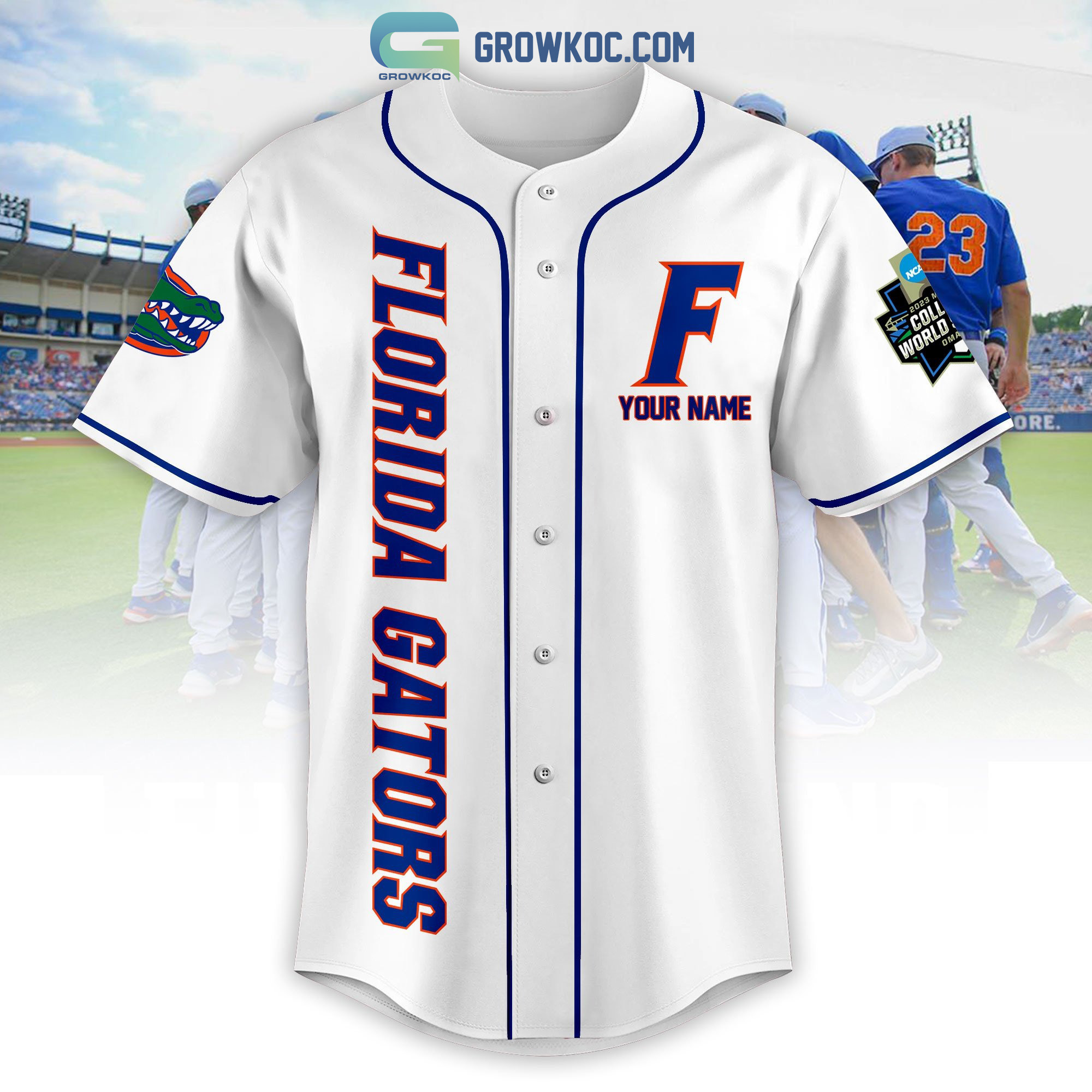 Florida Gator Baseball 2023 World Series Personalized White Design Baseball Jersey