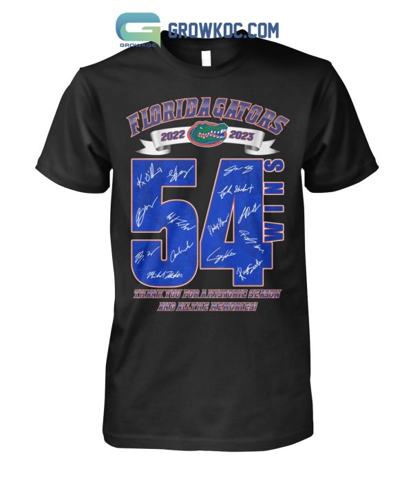 Florida Gators 54 Wins Thank You For A History Season And All The Memories T Shirt