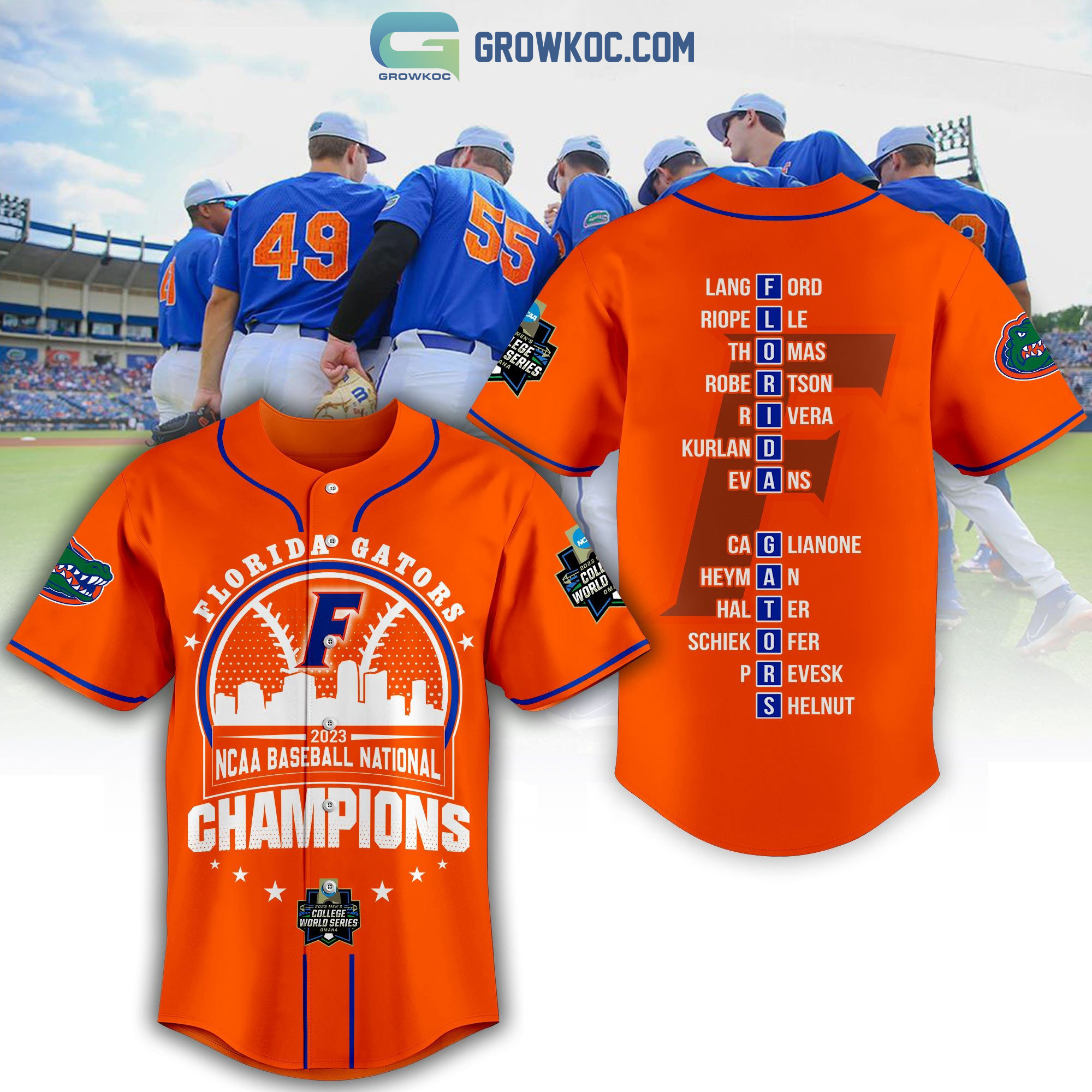 Florida Gators College World Series Champions 2023 Baseball Jersey