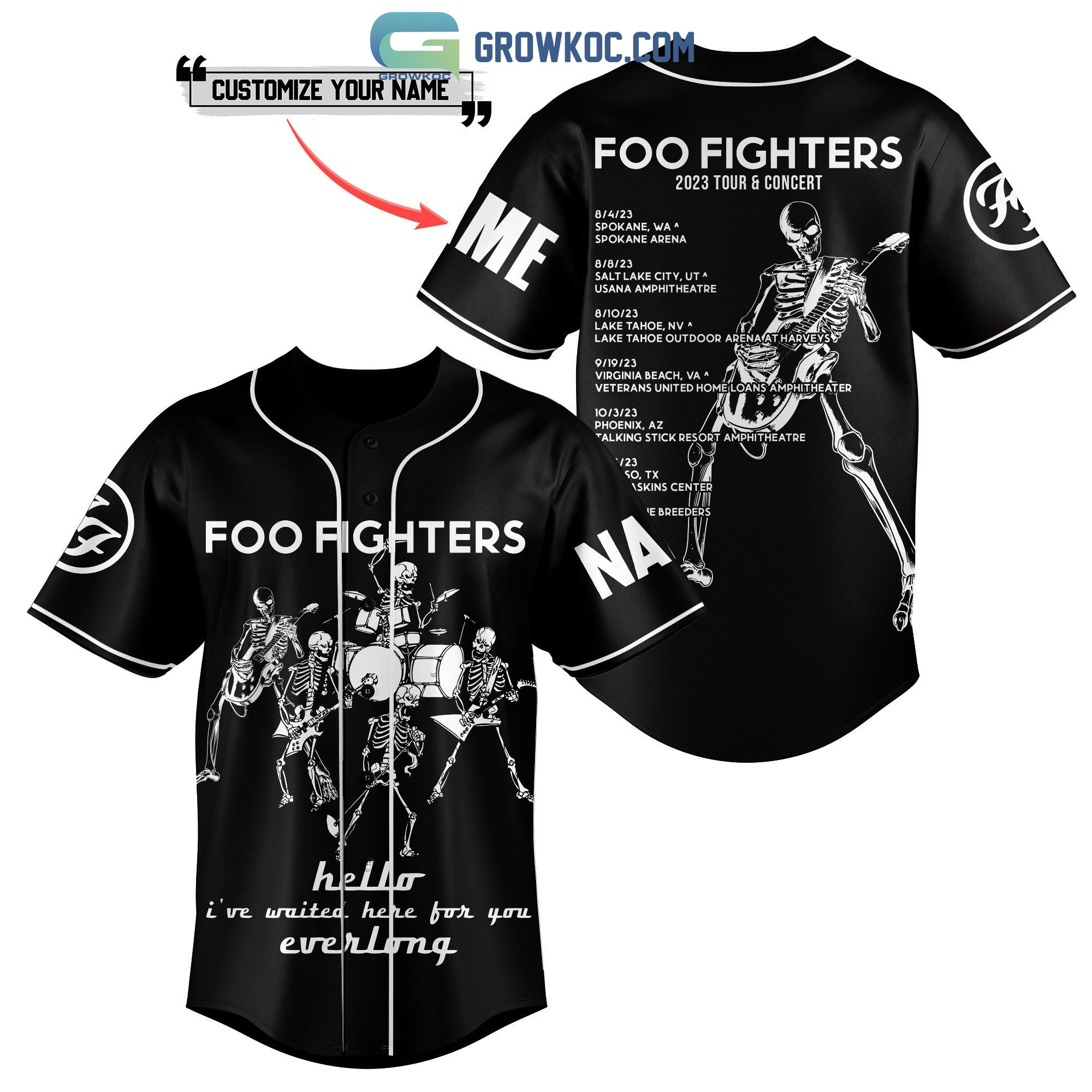 Foo Fighters 2023 Tour & Concert Personalized Baseball Jersey