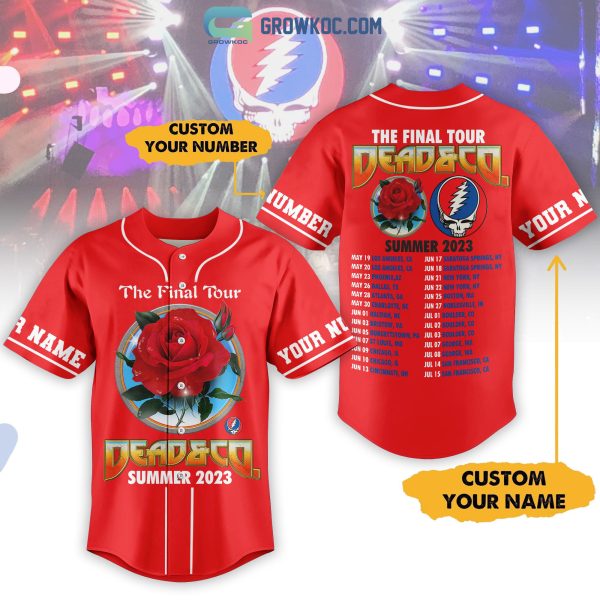 Grateful Dead The Final Tour Summer 2023 Personalized Red Design Baseball Jersey