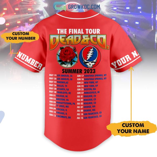 Grateful Dead The Final Tour Summer 2023 Personalized Red Design Baseball Jersey