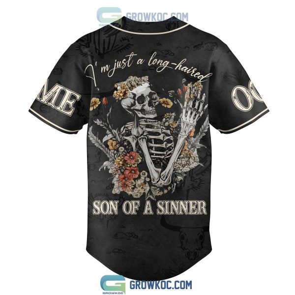 I’m Just A Long Haired Son Of A Sinner Personalized Jelly Roll Black Design Baseball Jersey