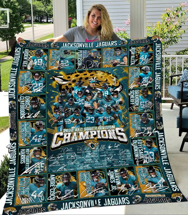 Jacksonville Jaguars AFC South Division Champions 2022 Fleece Blanket Quilt