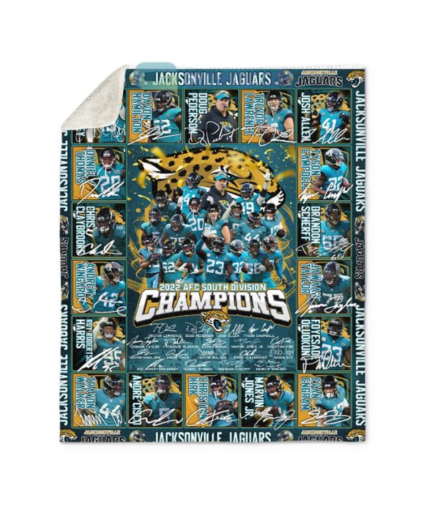 Jacksonville Jaguars AFC South Division Champions 2022 Fleece Blanket Quilt