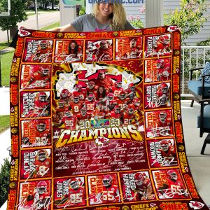 Kansas City Chiefs NFL 2023 Super Bowl LVII Champions Fleece Blanket Quilt