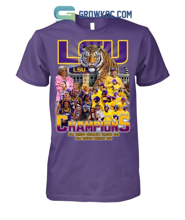 LSU Tigers Champions Baseball And Basketball National 2023 T Shirt