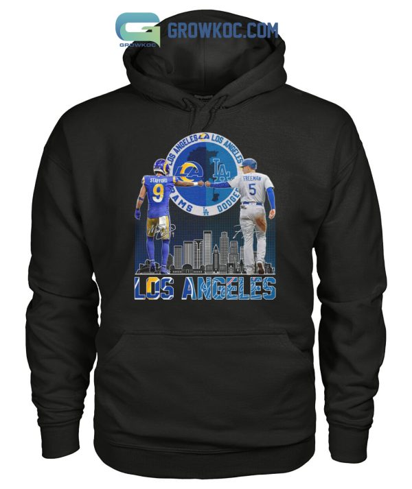 Los Angeles Rams Stafford And Dodgers Freeman City Champions T Shirt