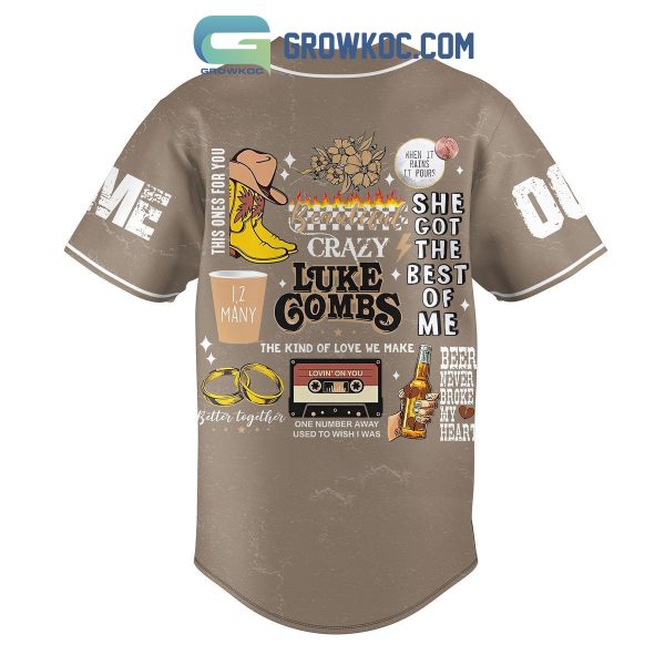 Luke Combs Beer Never Broke My Heart Personalized Baseball Jersey